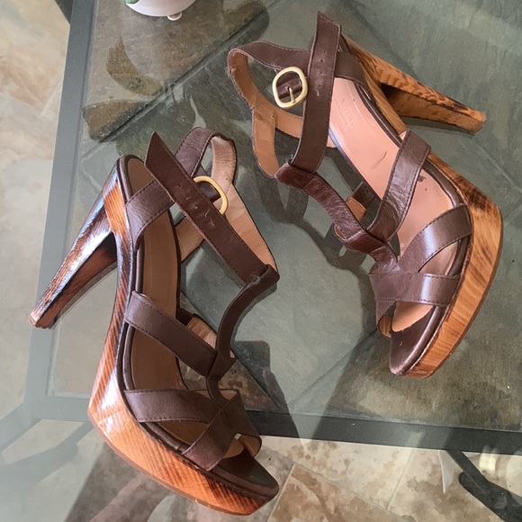 MaxMara Platform Wood Strap Sandals - Picture 2 of 10